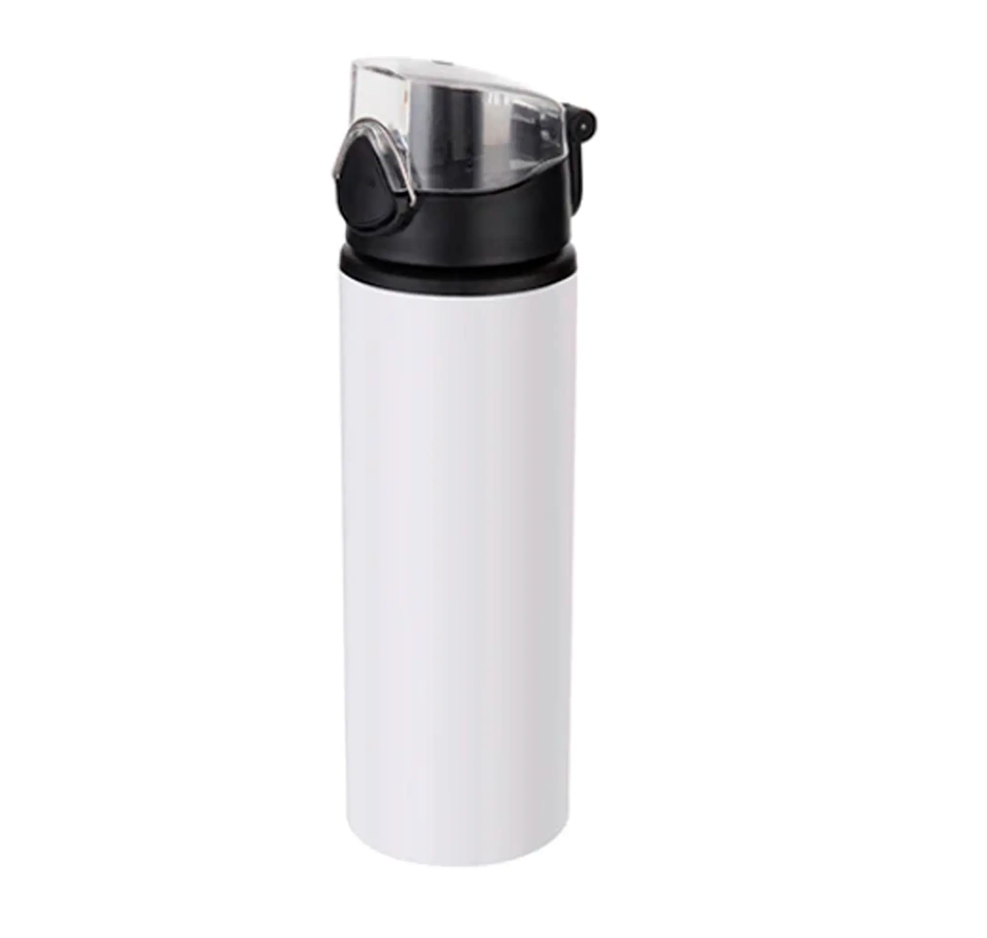 Water Bottle - BLACK - Coloured Flip Lid - 750ml - White